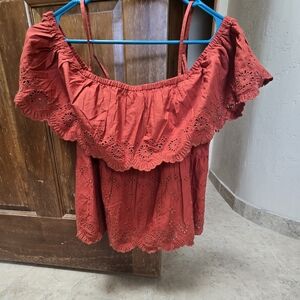 NWOT Women's Coral Off-Shoulder Top